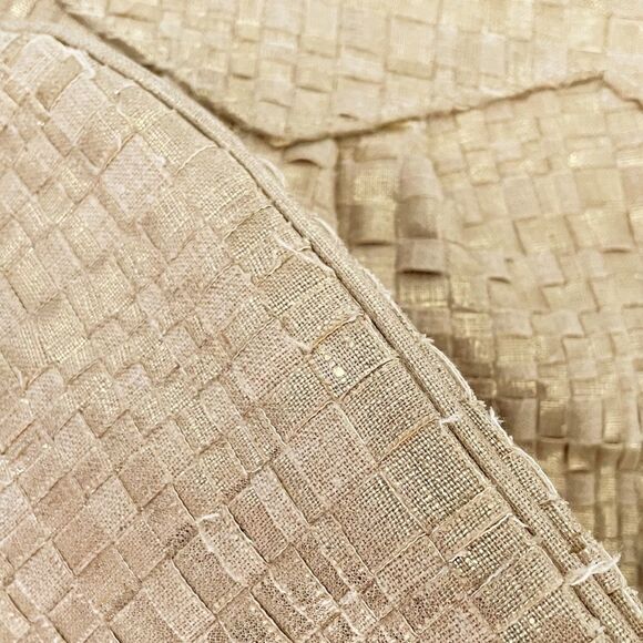 Lauren Merkin Metallic Gold Tan Woven Tote Shoulder Bag - Picture 5 of 13